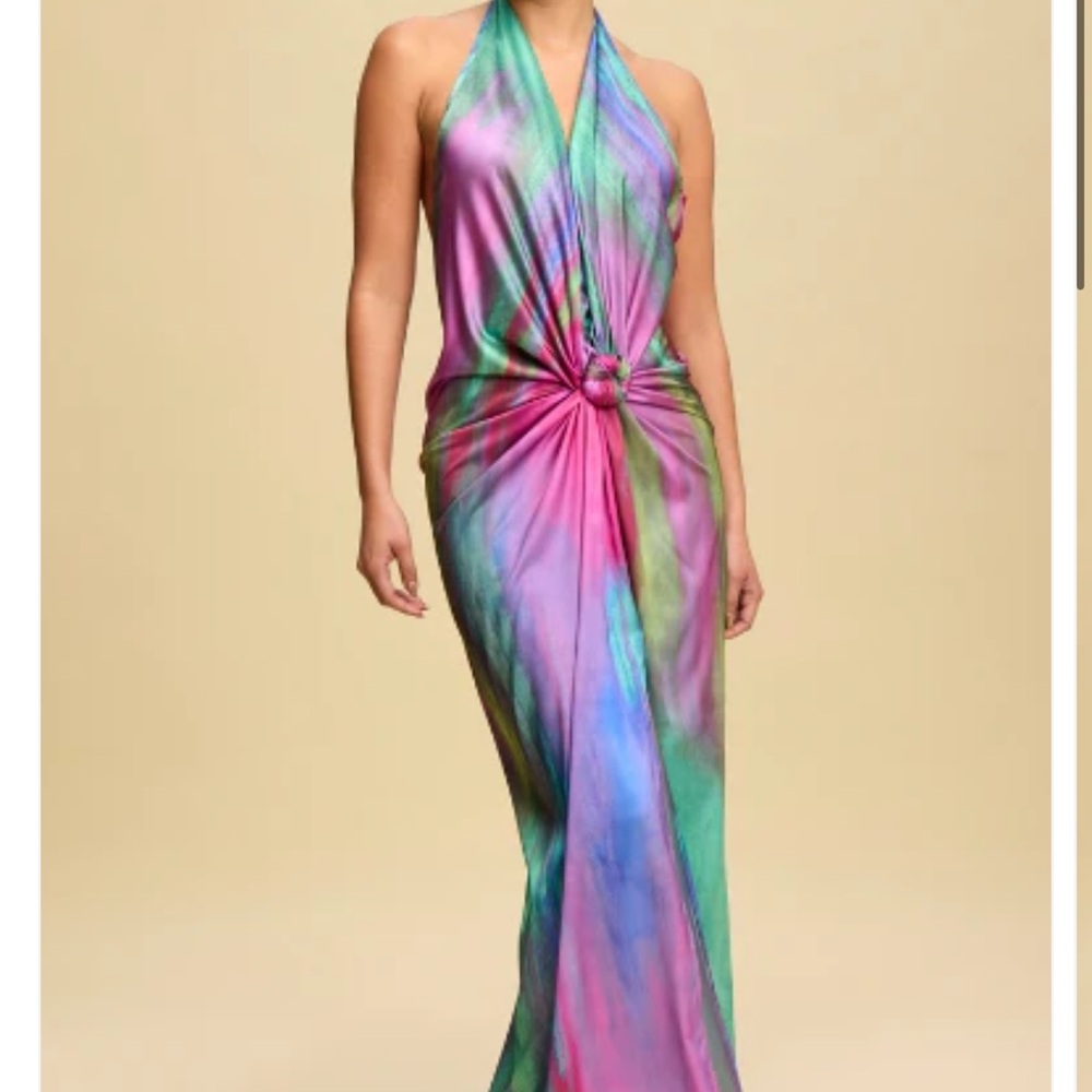Multicolor Halter Maxi Dress